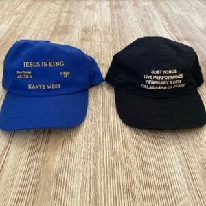 Kanye West "Jesus Is King" & "Just For Us" Concert Hats – Blue & Black